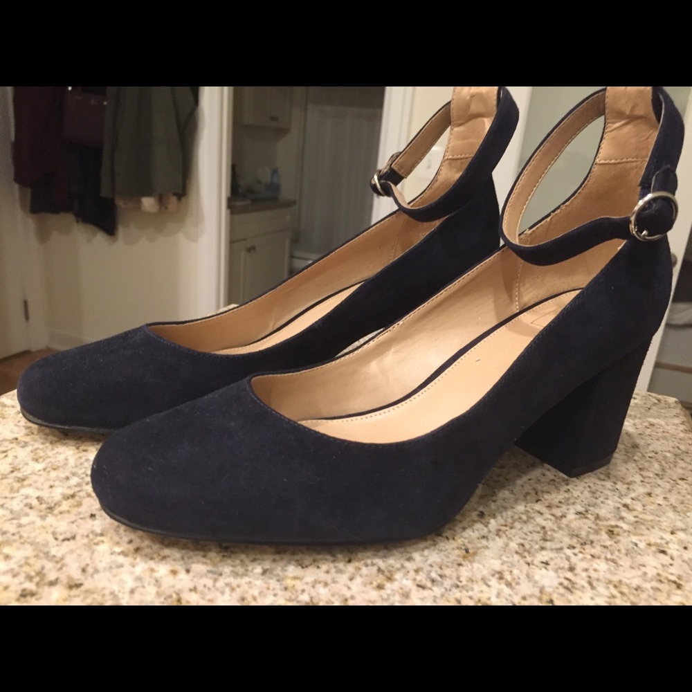 Navy blue GAP heels with ankle strap